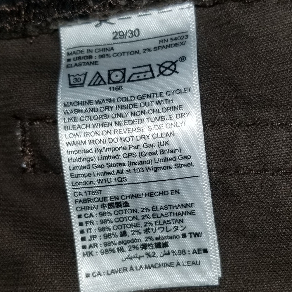 Gap Denim Brown Mens Slim Straight Corduroy Chino Pants Label Reads Size 29x30 - Picture 11 of 14